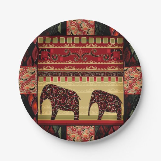 Afrikanischer Patchwork-Ziereleph Pappteller (Vorderseite)