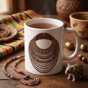 Afrikanischer Perlenkragen-Halsreif Stammes- Kaffeetasse