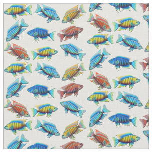 Afrikanischer Pfaucichlid-tropisches Fisch-Gewebe Stoff