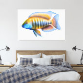 Afrikanischer Pfauenfisch Cichlid Fisch gepeitscht Leinwanddruck (Insitu (Schlafzimmer))