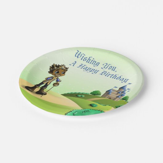 Afrikanischer Prinz Geburtstag Pappteller (Schrägansicht)