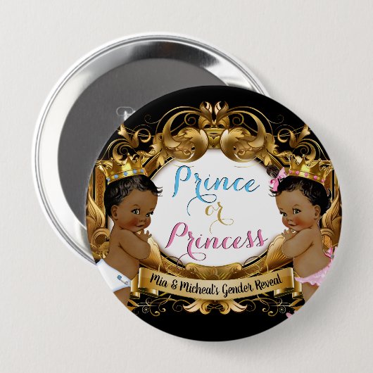Afrikanischer Prinz oder Prinzessin Royal Gender R Button (Vorne & Hinten)