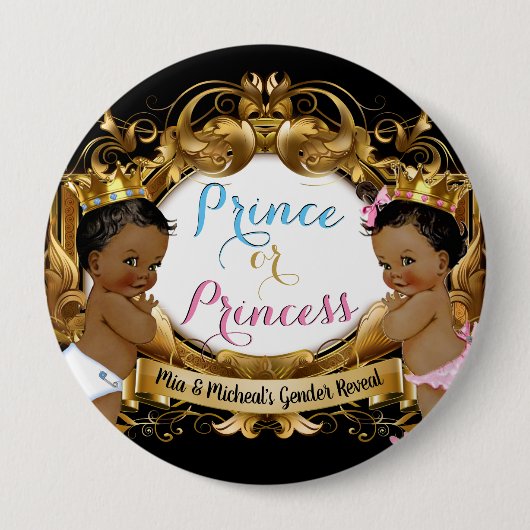 Afrikanischer Prinz oder Prinzessin Royal Gender R Button (Vorderseite)
