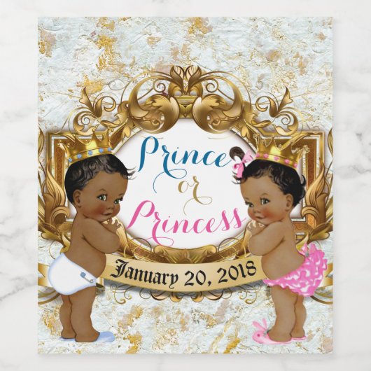 Afrikanischer Prinz/Prinzessin Gender Reveal Weine Weinetikett (Einzelnes Label)