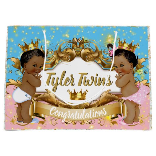 Afrikanischer Prinz/Prinzessin - Glitzern Große Geschenktüte (Vorderseite)