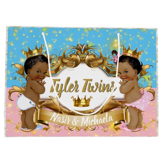 Afrikanischer Prinz/Prinzessin - Glitzern Große Geschenktüte (Rückseite)