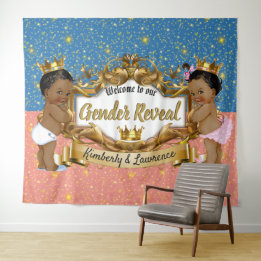 Afrikanischer Prinz/Prinzessin Pink/Blau/Gold Glit Wandteppich