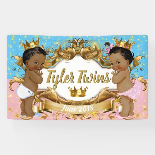 Afrikanischer Prinz/Prinzessin Rosa/Blau/Gold-Spar Banner (Horizontal)
