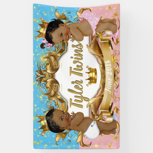 Afrikanischer Prinz/Prinzessin Rosa/Blau/Gold-Spar Banner (Vertikal)