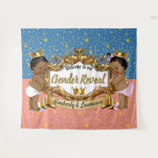 Afrikanischer Prinz/Prinzessin Rosa/Blau/Gold-Spar Wandteppich (Vorderseite (Horizontal))