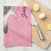 Afrikanischer Pygmäen-Igel auf rosa Herzmuster Geschirrtuch (Viertel Falte)