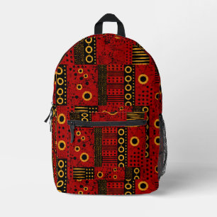 Afrikanischer roter Sonnenstrahl-Tribal-Patchwork- Bedruckter Rucksack