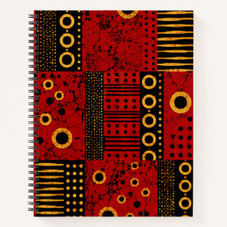 Afrikanischer roter Sonnenstrahl-Tribal-Patchwork- Notizblock