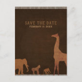 Afrikanischer Safari-Jungle-Zoo Save the Date Vint Ankündigungspostkarte (Vorderseite)
