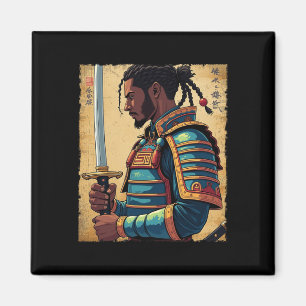 Afrikanischer Samurai Vintage Afroamerikanischer B Magnet