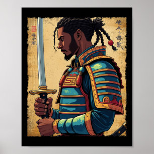 Afrikanischer Samurai Vintage Afroamerikanischer B Poster