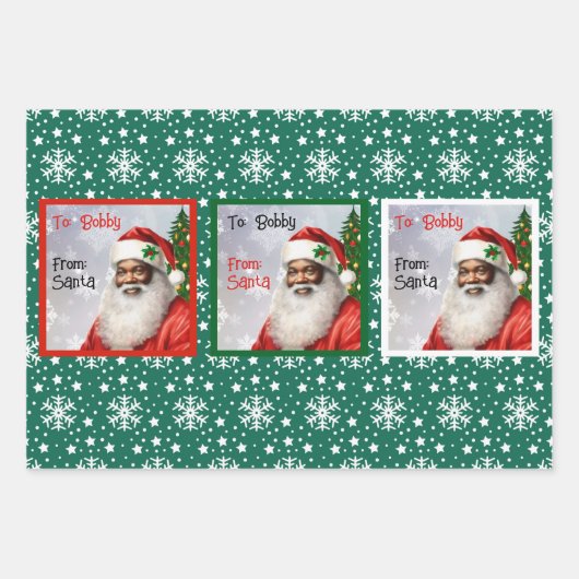 Afrikanischer Santa Add Kinder Geschenkpapier Set (Vorderseite 3)