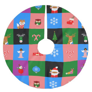 Afrikanischer Santa-Claus-Colorblock-Baumrock Polyester Weihnachtsbaumdecke