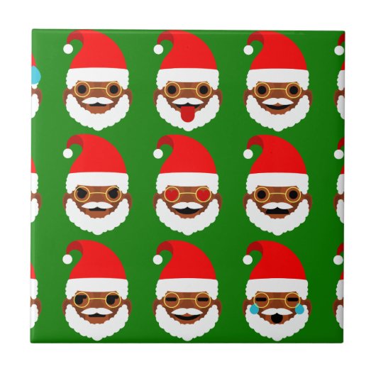 Afrikanischer Santa Emoji Emoticons Fliese (Vorderseite)