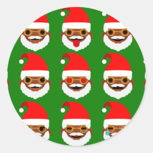 Afrikanischer Santa Emoji Emoticons Runder Aufkleber