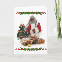 Afrikanischer Santa mit dem Baby Jesus Weihnachten