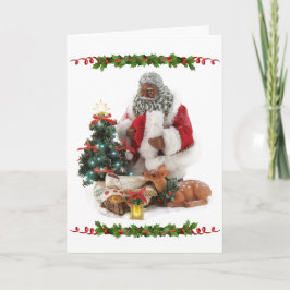 Afrikanischer Santa mit dem Baby Jesus Weihnachten Karte