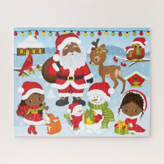 Afrikanischer Santa mit kleinen Mädchen Puzzle