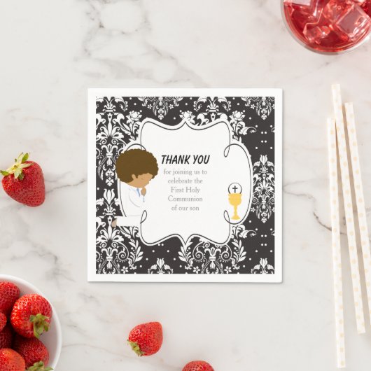 Afrikanischer Schwarzdamast der ersten Kommune Serviette (Beispiel)