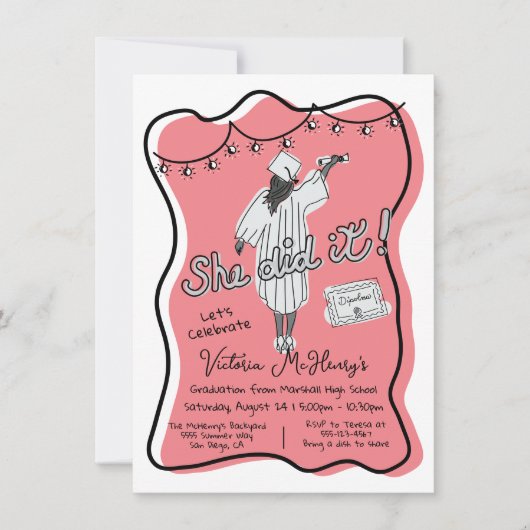 Afrikanischer Schwarzer Abschluss Einladung (Vorderseite)