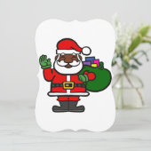 afrikanischer schwarzer Santa-Claus xmas Einladung (Stehend Vorderseite)