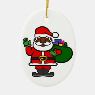 afrikanischer schwarzer Santa-Claus xmas Keramik Ornament