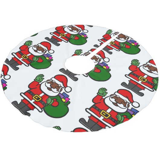 afrikanischer schwarzer Santa-Claus xmas Polyester Weihnachtsbaumdecke (Schrägansicht)