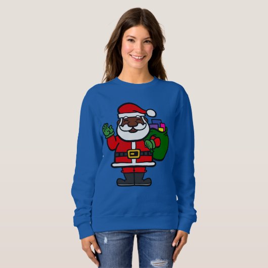 afrikanischer schwarzer Santa-Claus xmas Sweatshirt (Vorne ganz)