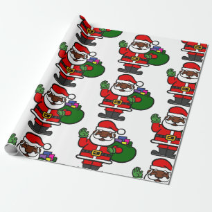 afrikanischer schwarzer Weihnachtsmann Weihnachten Geschenkpapier