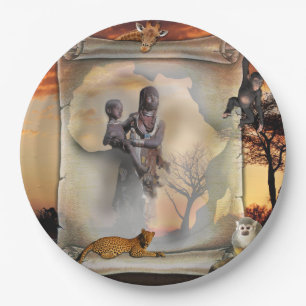 afrikanischer Scroll Pappteller