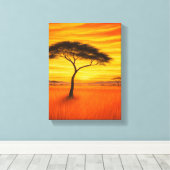 Afrikanischer Sonnenuntergang mit Acacia Tree Leinwanddruck (Insitu (Holzboden))