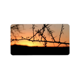 Afrikanischer Sonnenuntergang mit dorniger Acacia- Adressaufkleber