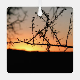 Afrikanischer Sonnenuntergang mit dorniger Acacia- Ornament Aus Metall