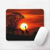 Afrikanischer Sonnenuntergang mit Giraffen Mousepad (Mit Mouse)