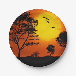 Afrikanischer Sonnenuntergang Pappteller