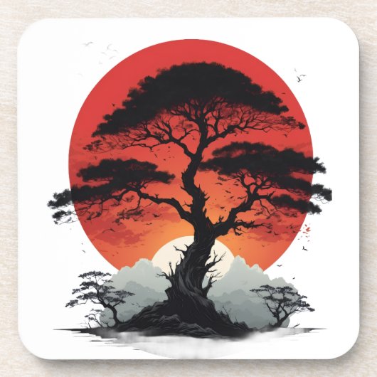 Afrikanischer Sonnenuntergangsbaum Getränkeuntersetzer (Vorderseite)