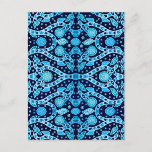 Afrikanischer Stammesbatik Blau Postkarte