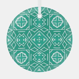 Afrikanischer Stammesdruck Ikat-Muster Ornament Aus Glas