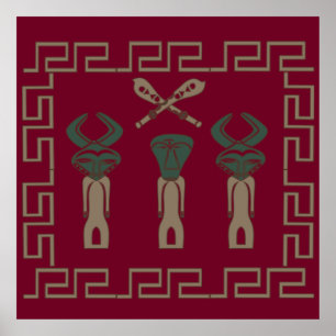 afrikanischer Stammeskrieger-Ritual Poster