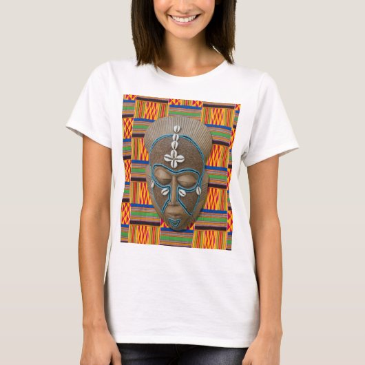 Afrikanischer Stammesmasker Kente Tuch T - Shirt (Vorderseite)