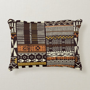Afrikanischer Stammesstoff, abstrakt vintage. Dekokissen