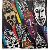 Afrikanischer Stammesvorhang Masken farbenfroher D Duschvorhang (Vorderseite)