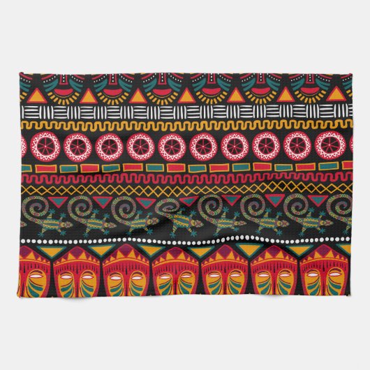 Afrikanischer Stil: Dekoratives Muster Delight. Geschirrtuch (Horizontal)