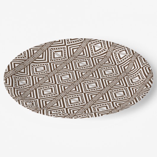 Afrikanischer Stil Nahtlose Muster. Whitepaper Pappteller (Schrägansicht)