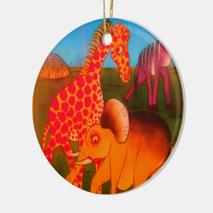 Afrikanischer Tierkunst-Druck Keramikornament